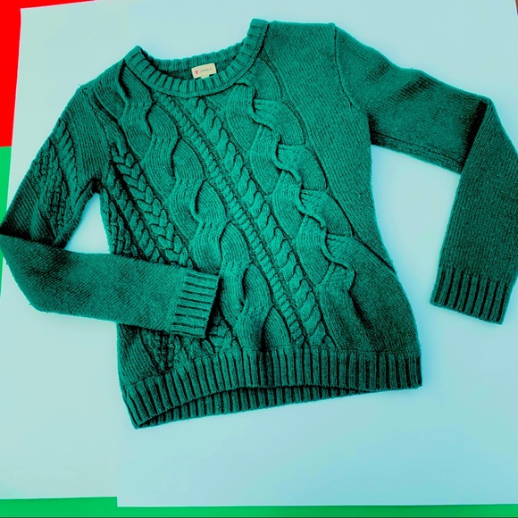 Cremieux preppy green cable-knit pullover fitted sweater, women’s XS - Picture 4 of 16